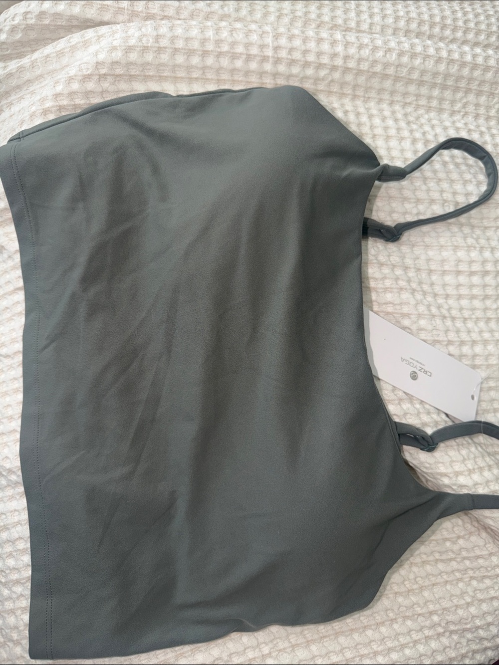 Grey sage Cropped Sports bra with Thin Straps